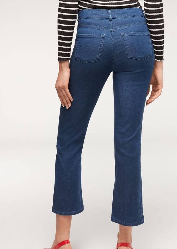 Calzedonia Eco Light Flared Cropped Denim Jeans Dam Marinblå | SE1618OR