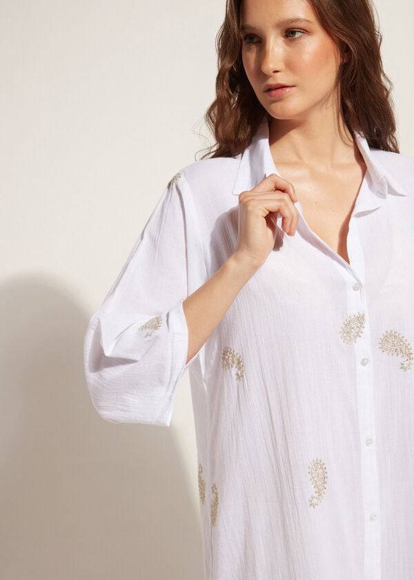 Calzedonia Embroidered Paisley Lamé Midi Shirt Cover Ups Dam Vita | SE2112OR