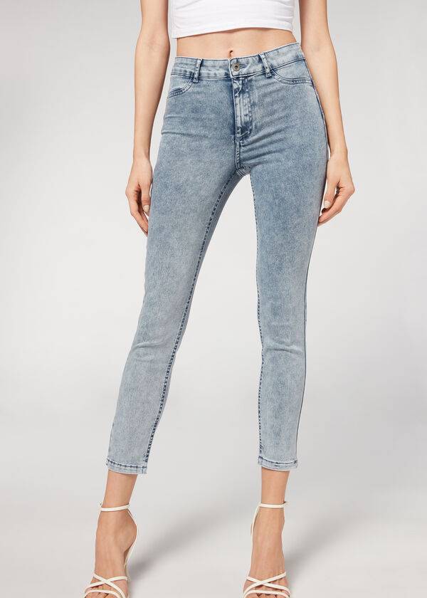 Calzedonia Faded Mager Push-Up Jeans Dam Blå | SE1601KI