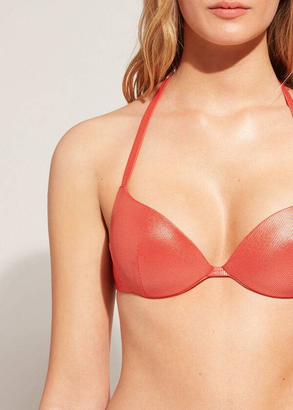 Calzedonia Graduated Vadderad Push Up Antigua Bikinitoppar Dam Korall Orange | SE2474IS