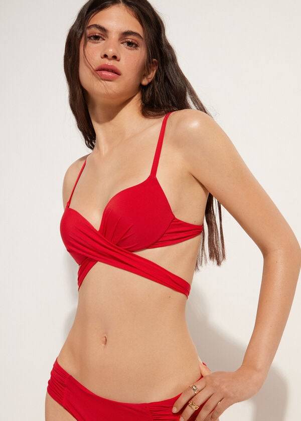 Calzedonia Graduated Vadderad Push Up Indonesia Bikinitoppar Dam Röda | SE2466HK