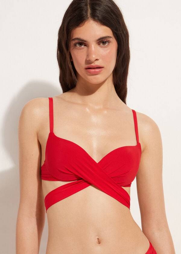 Calzedonia Graduated Vadderad Push Up Indonesia Bikinitoppar Dam Röda | SE2466HK