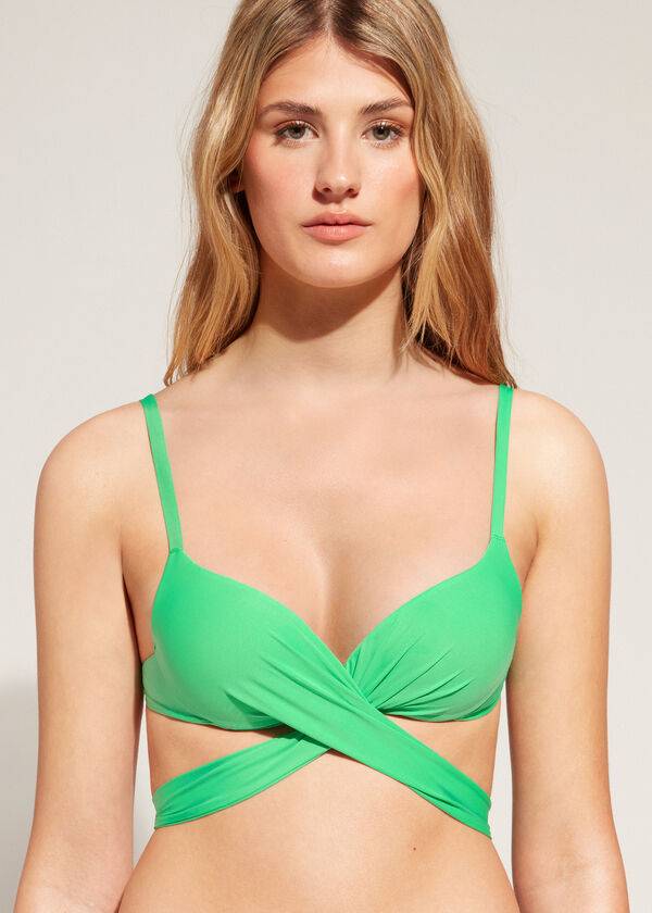 Calzedonia Graduated Vadderad Push Up Indonesia Bikinitoppar Dam Gröna | SE2470SO