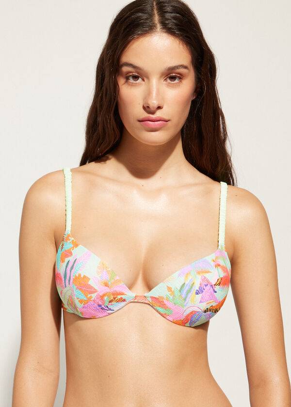 Calzedonia Graduated Vadderad Push-Up Tahiti Bikinitoppar Dam Gröna | SE2464KI