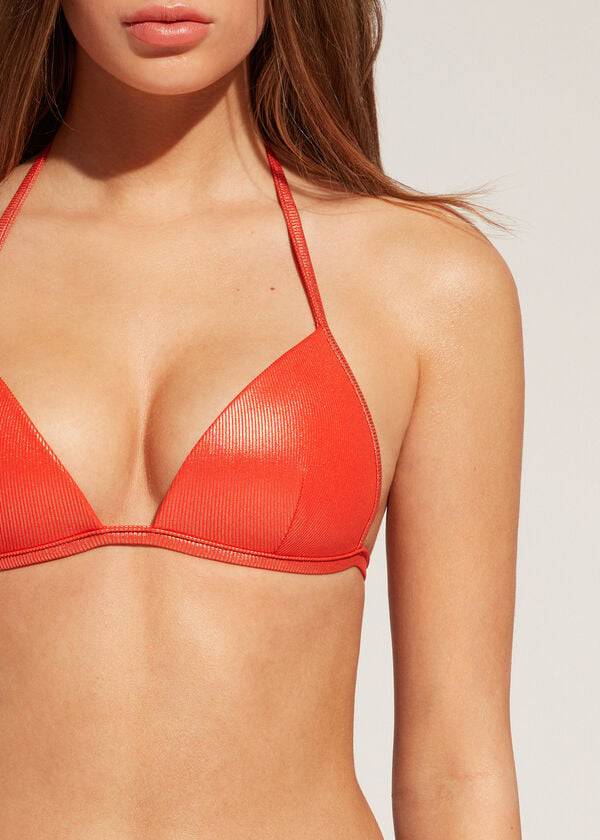 Calzedonia Graduated Vadderad Triangle Antigua Bikinitoppar Dam Korall Orange | SE2461XF