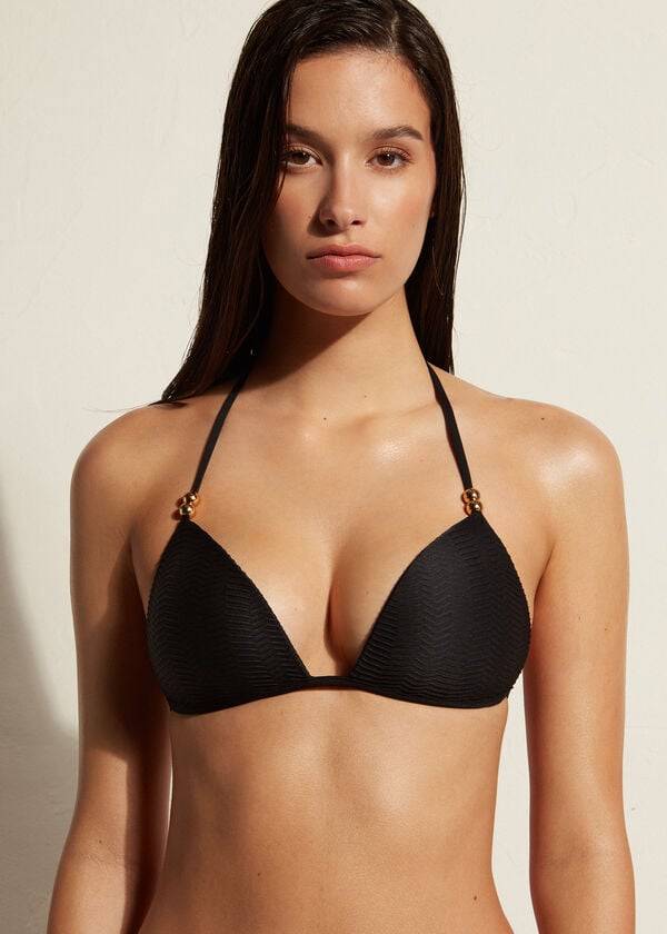 Calzedonia Graduated Vadderad Triangle Casablanca Bikinitoppar Dam Svarta | SE2455QZ