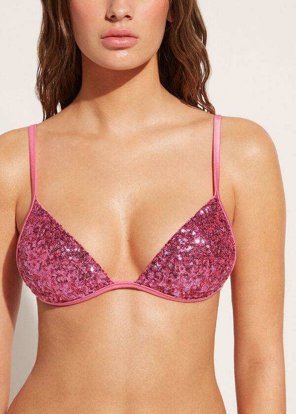 Calzedonia Graduated Vadderad Triangle Cannes Bikinitoppar Dam Rosa | SE2457NB