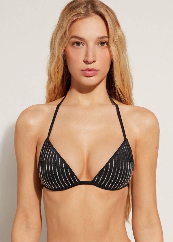 Calzedonia Graduated Vadderad Triangle Shanghai Bikinitoppar Dam Svarta | SE2445AP