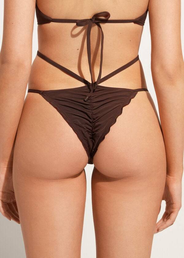 Calzedonia High-Cut Brazilian Islamorada Bikiniunderdel Dam Kaffe Bruna | SE2751EX