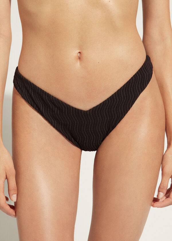 Calzedonia High-Cut Brazilian Mykonos Bikiniunderdel Dam Svarta | SE2743AP