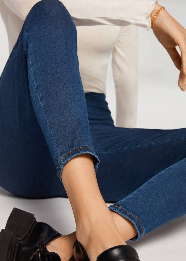 Calzedonia High Midja Mager Denim Leggings Dam Blå | SE1533WY