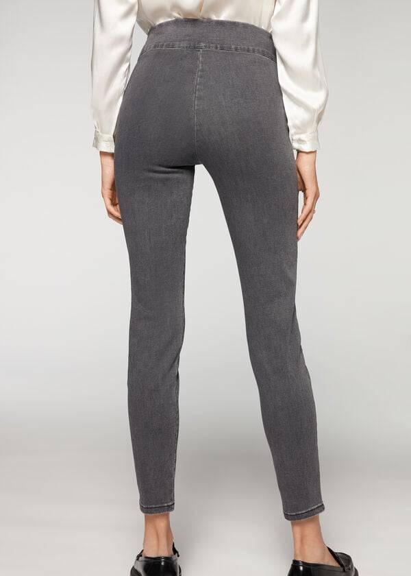 Calzedonia High Midja Mager Denim Leggings Dam Grå | SE1535RW