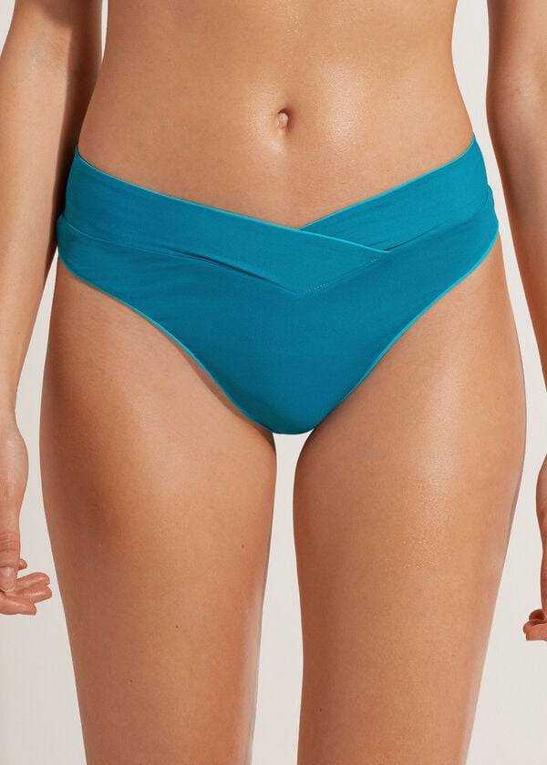 Calzedonia High-Midja V-Cut Brazilian Indonesia Bikiniunderdel Dam Turkos | SE2727QZ