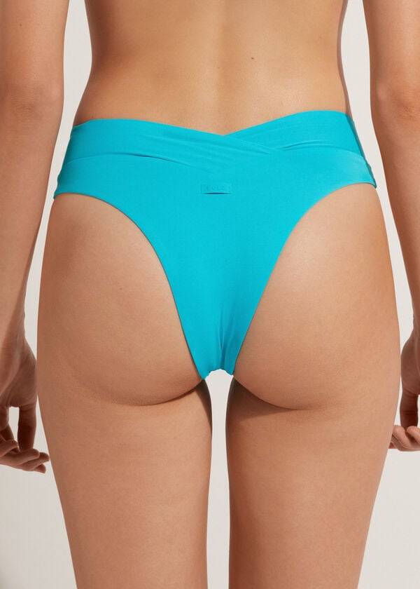 Calzedonia High-Midja V-Cut Brazilian Indonesia Bikiniunderdel Dam Turkos | SE2727QZ