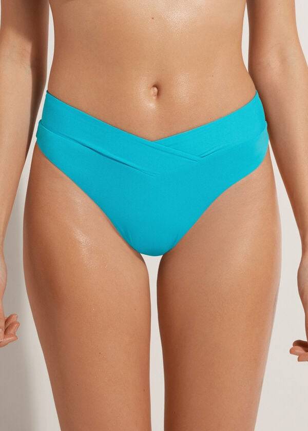 Calzedonia High-Midja V-Cut Brazilian Indonesia Bikiniunderdel Dam Turkos | SE2727QZ