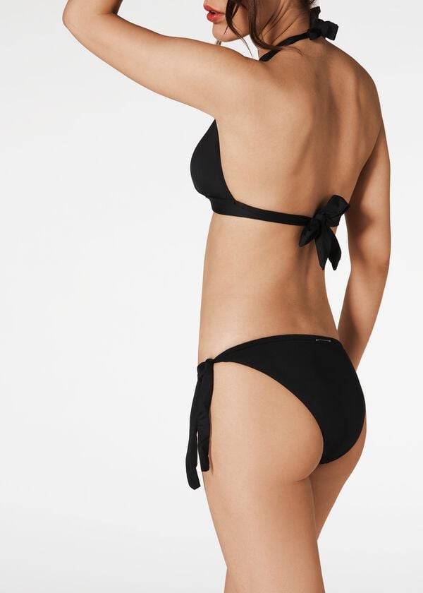 Calzedonia Indonesia Long Triangle Bikinitoppar Dam Svarta | SE2418SO