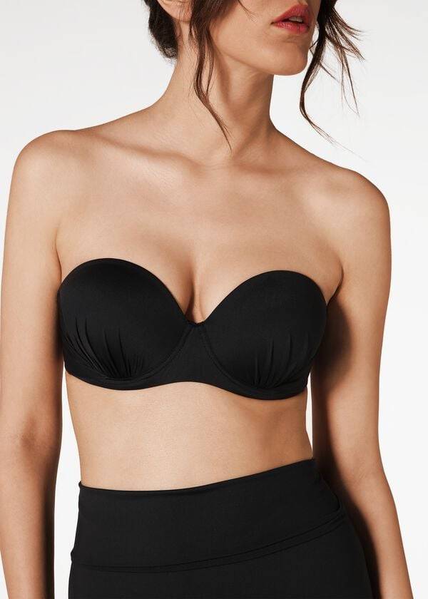 Calzedonia Indonesia Push-Up Bandeau Bikinitoppar Dam Svarta | SE2416FM