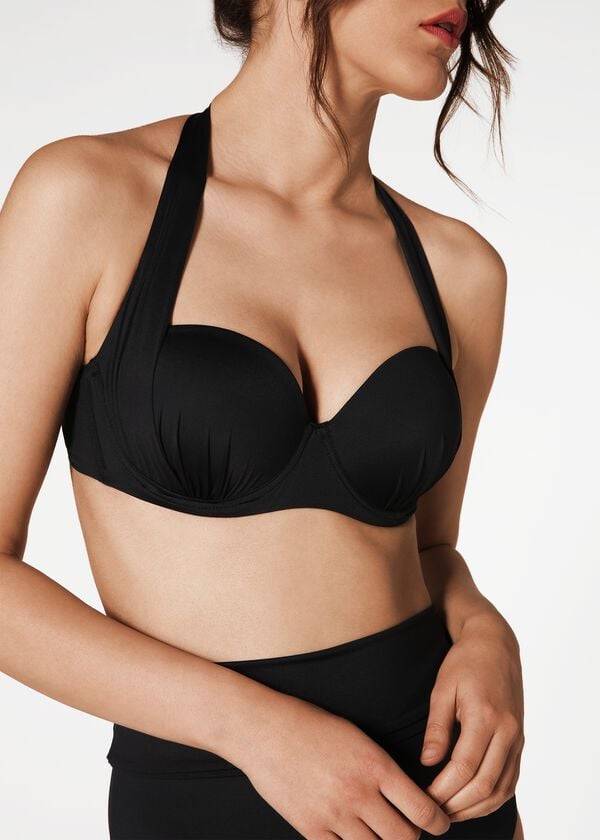 Calzedonia Indonesia Push-Up Bandeau Bikinitoppar Dam Svarta | SE2416FM