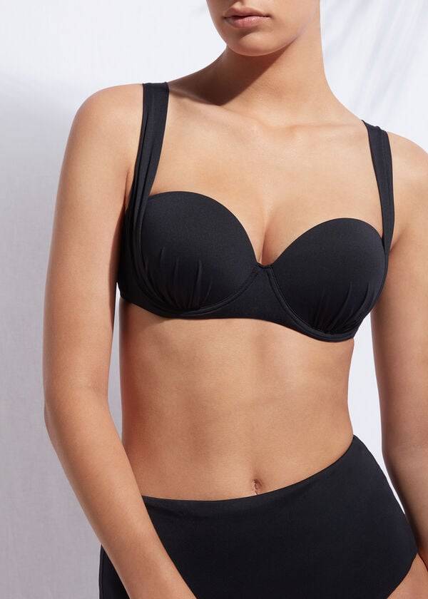 Calzedonia Indonesia Push-Up Bandeau Bikinitoppar Dam Svarta | SE2416FM