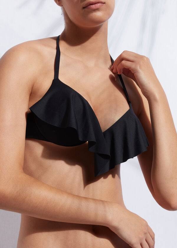 Calzedonia Indonesia Ultra Push Up Ruffle Bikinitoppar Dam Svarta | SE2415GL