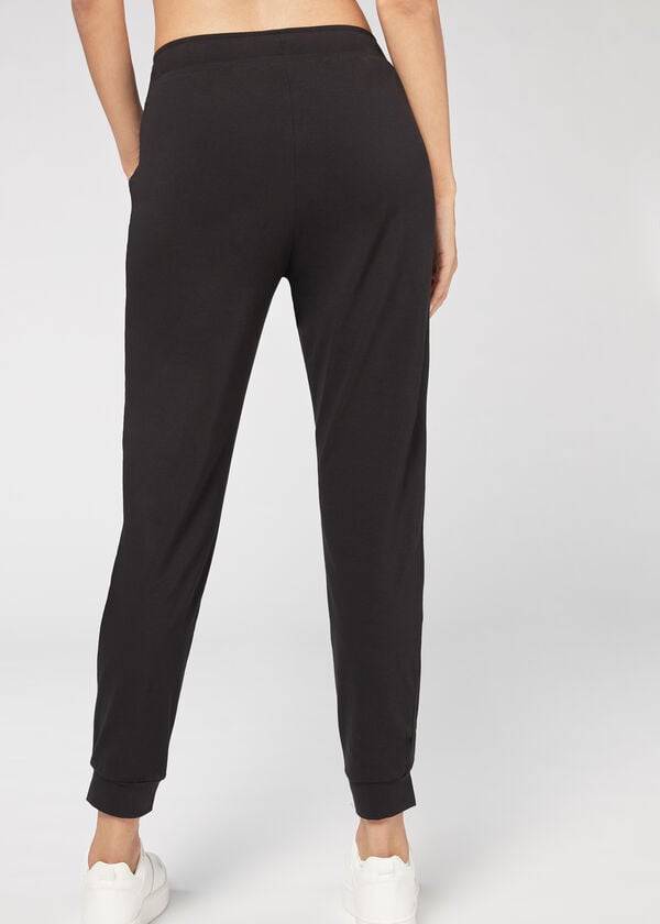 Calzedonia Jogger in Ultra Light Supima Bomull Byxor Dam Svarta | SE1457RW