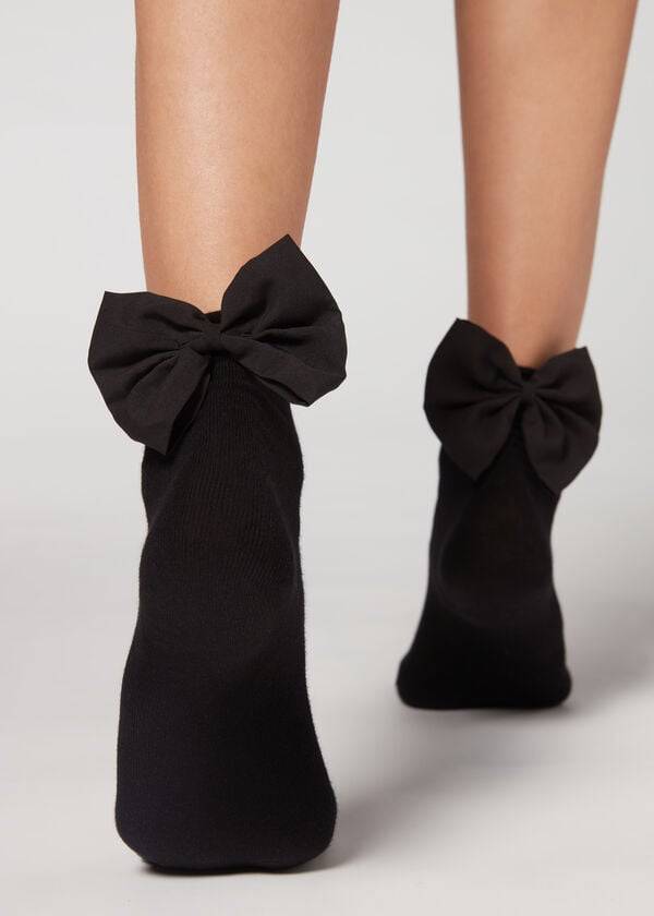 Calzedonia Korta with Bow Strumpor Dam Svarta | SE1670OR