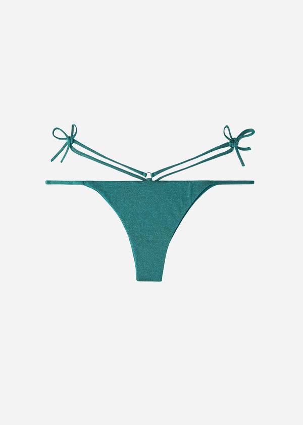 Calzedonia Lamé Brazilian Side String Hollywood Bikiniunderdel Dam Gröna | SE2705TV