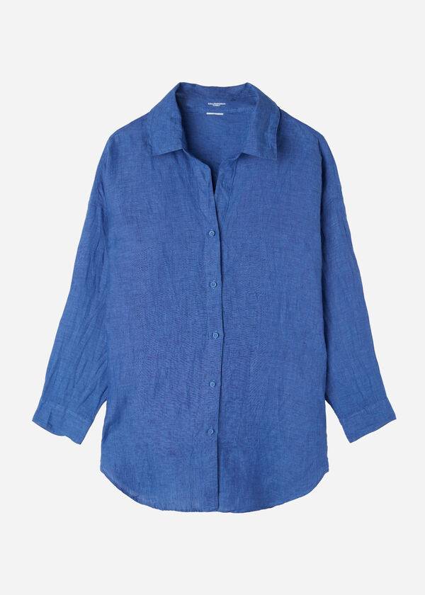 Calzedonia Linen Shirt Cover Ups Dam Blå | SE2100VD