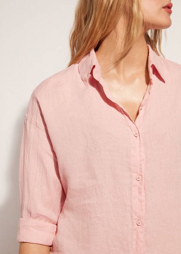 Calzedonia Linen Shirt Cover Ups Dam Guld | SE2093HK