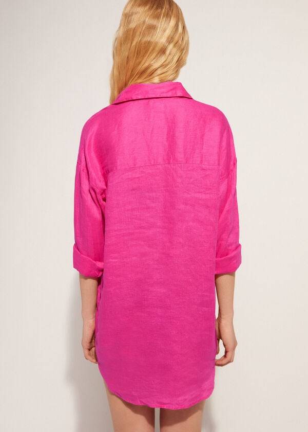 Calzedonia Linen Shirt Cover Ups Dam Rosa | SE2095KI