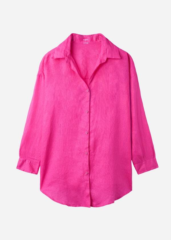 Calzedonia Linen Shirt Cover Ups Dam Rosa | SE2095KI