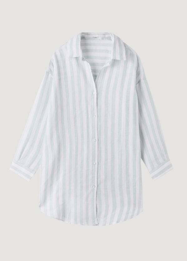 Calzedonia Linen Shirt Cover Ups Dam Turkos Vita | SE2104QZ