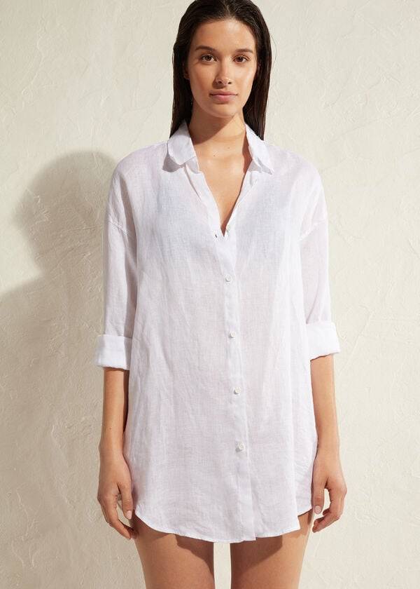 Calzedonia Linen Shirt Cover Ups Dam Vita | SE2098XF