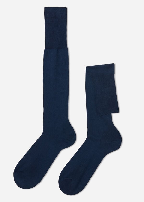 Calzedonia Lisle Thread Long Strumpor Herr Marinblå | SE1426NB