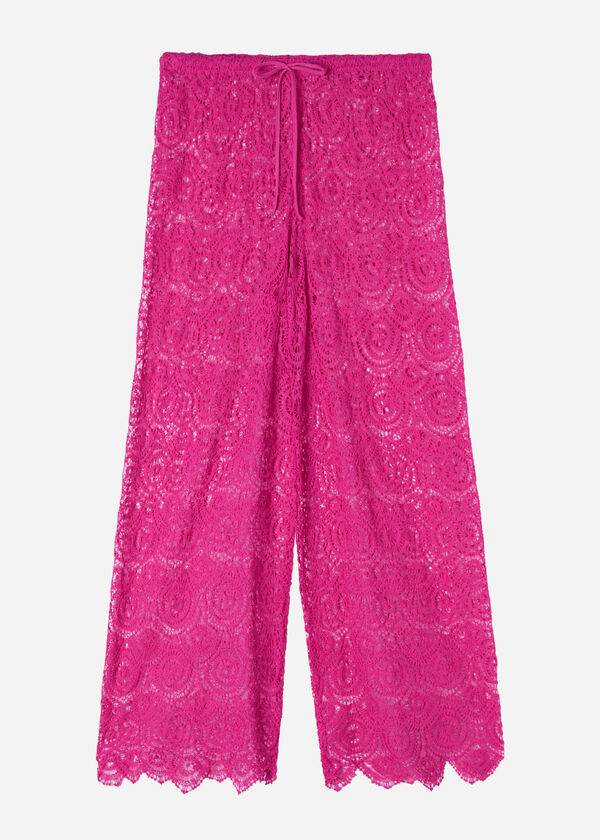 Calzedonia Long Crochet Pants Cover Ups Dam Rosa | SE2057YU