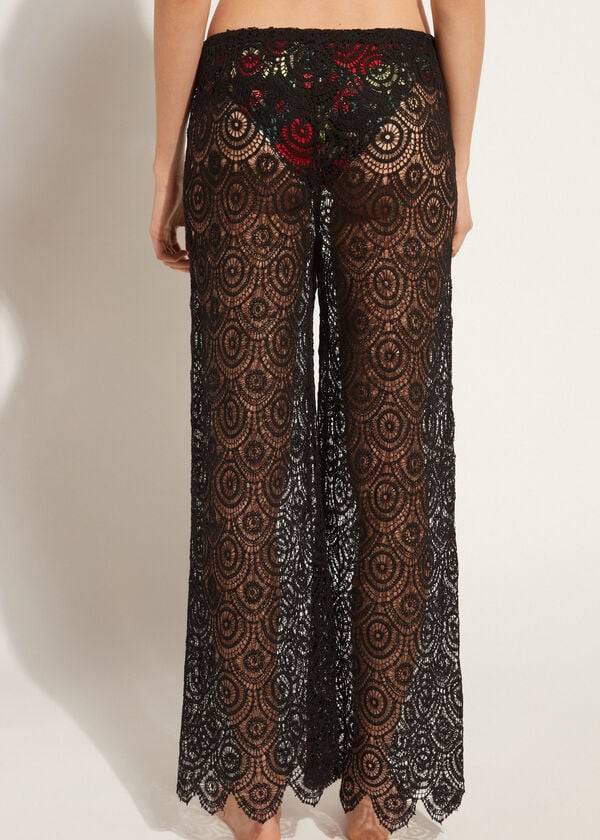 Calzedonia Long Crochet Pants Cover Ups Dam Svarta | SE2058UT