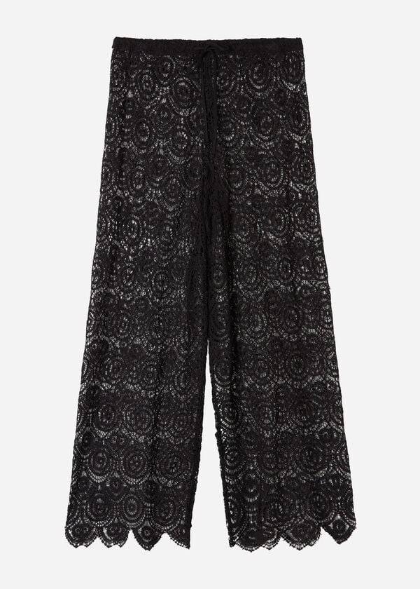 Calzedonia Long Crochet Pants Cover Ups Dam Svarta | SE2058UT