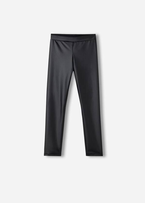 Calzedonia Läder Effect Leggings Barn Svarta | SE1058XF