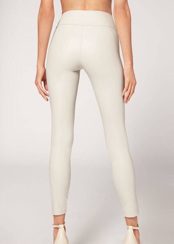 Calzedonia Läder Effect Leggings Dam Vita | SE1526XF