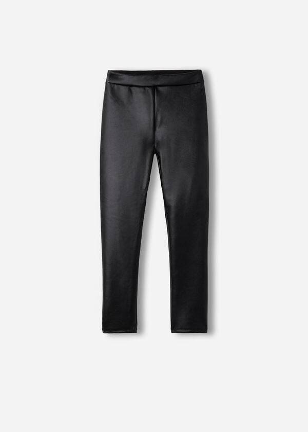 Calzedonia Läder Effect Thermal Leggings Barn Svarta | SE1057ZG