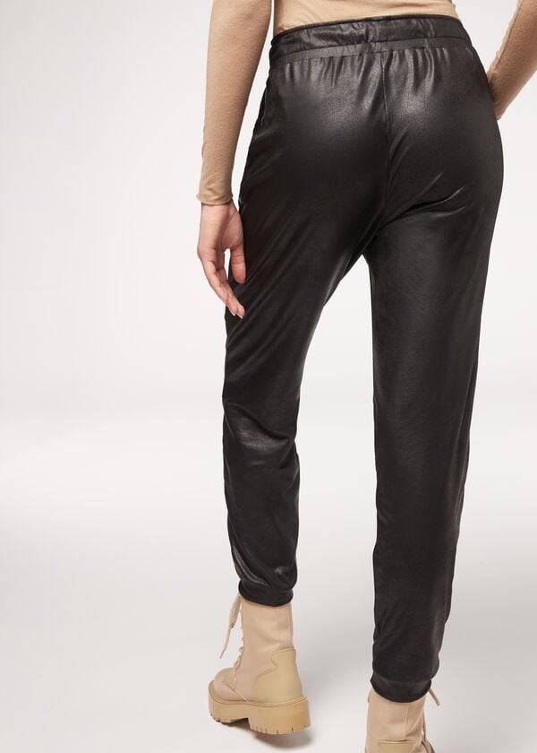 Calzedonia Läder Effect Thermal Leggings Dam Svarta | SE1524LH