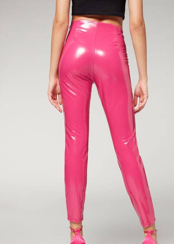 Calzedonia Mager in Thermal Vinyl Byxor Dam Rosa | SE1452NB