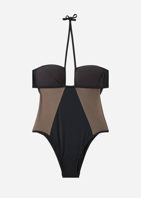 Calzedonia One Piece Tulle Insert Tokyo Baddräkter Dam Svarta | SE2020XF