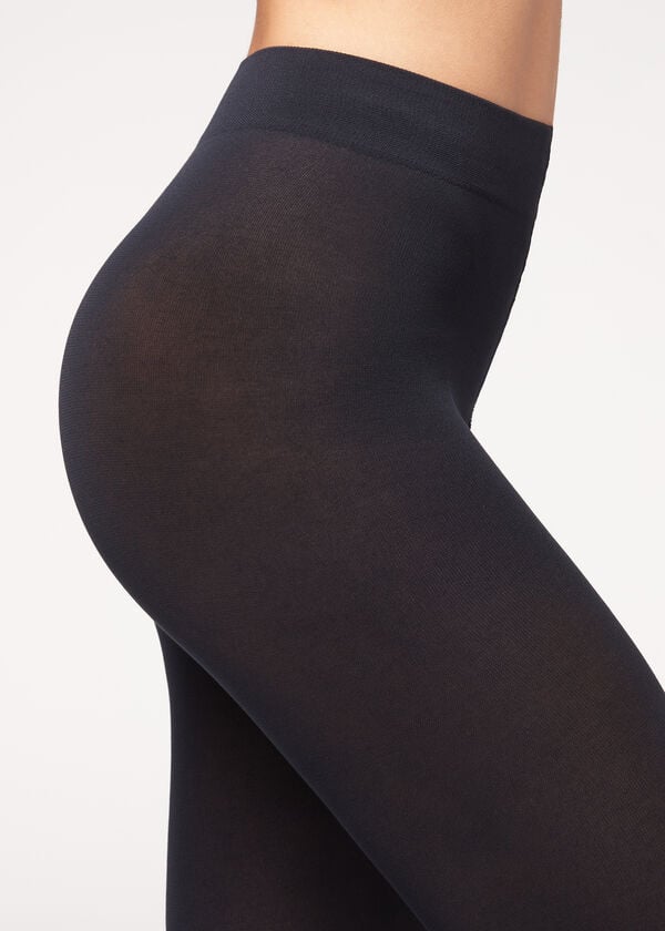 Calzedonia Opaque 100 Denier Bomull and Microfiber Strumpbyxor Dam Blå | SE3139GL