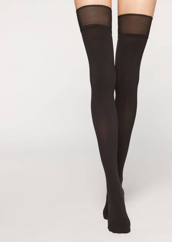 Calzedonia Opaque soft touch Thigh-Highs Strumpor Dam Svarta | SE2923MA