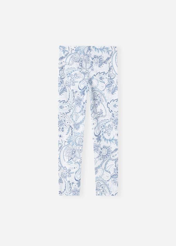 Calzedonia Paisley-Print Denim Leggings Barn Vita Blå | SE1055KI