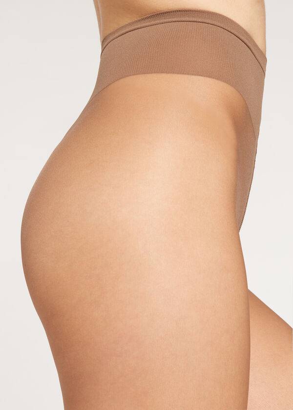 Calzedonia Premium Matt Second Skin 15 Denier Sheer Strumpbyxor Dam Bruna | SE2964EX