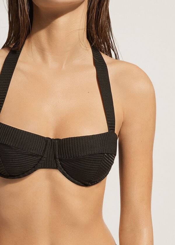 Calzedonia Push-Up Bandeau Parigi Bikinitoppar Dam Svarta | SE2236EX