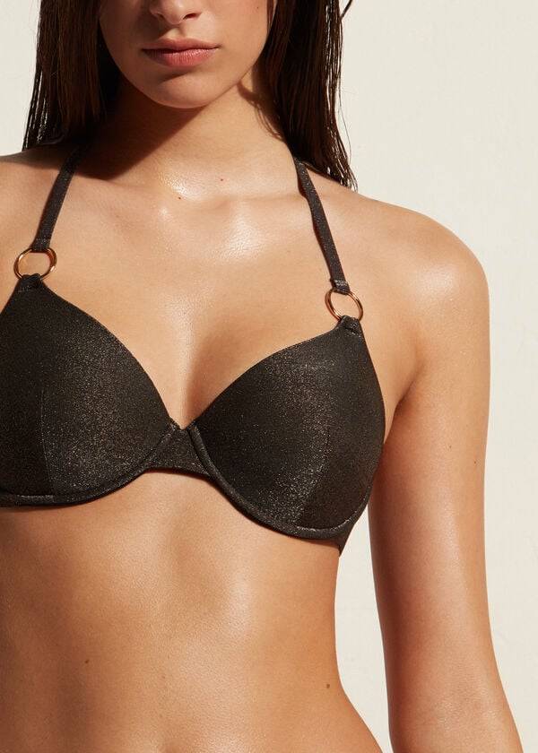 Calzedonia Push Up Hollywood Bikinitoppar Dam Svarta | SE2248GL