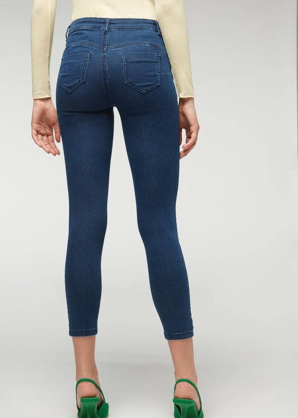 Calzedonia Push-up and soft touch Jeans Dam Marinblå | SE1582NB